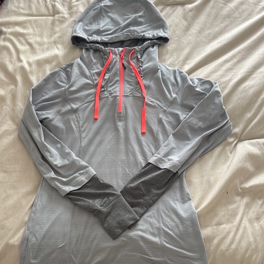 Mpg Gray Hoodie with Pink Drawstrings